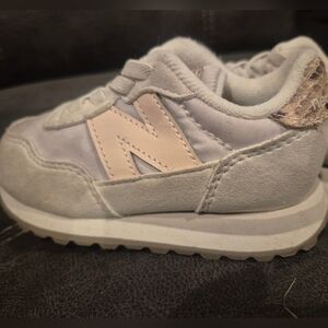 New Balance Kids' Gray and Pink Sneakers